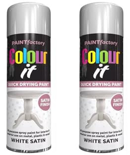 YSAMAX All Purpose White Satin Finish Spray Paint, Quick Drying Formula, Suitable For Interior And Exterior Application, Provide Excellent Coverage And Adhesion, 250ML, (2PCS)