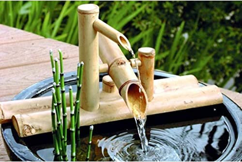 DDKYHU Fontaine en Bambou, Fontaine à Eau de Jardin Zen, Fontaine à Eau en Bambou, Pompe à Bascule, Paysage Aquatique, décoration de Jardin Japonais avec Pompe 35 cm, créativité (35 cm)