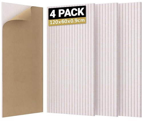 TONOR 4 Pack Large Acoustic Panels,47.2 X 23.6 X 0.35 Acoustical Wall Panel, Self-Adhesive Sound Proof Panels, Decorative Soundproof Wall Panels for Echo Absorption for Home Studio, Light Camel