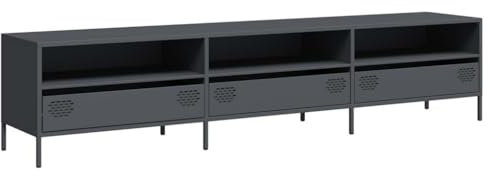 vidaXL TV-Schrank Anthrazit 202x39x43,5 cm Kaltgewalzter Stahl, TV-Ständer, TV-Lowboard, TV-Sideboard, TV-Möbel, Lowboard, Fernsehschrank