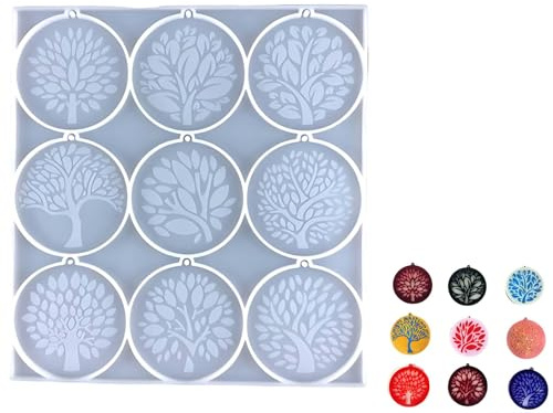 Molde de resina del árbol de la vida, molde de silicona para posavasos para llavero de bricolaje, molde epoxi, adorno y manualidades