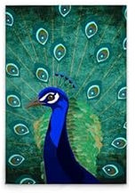 A.S. Création Leinwandbild Pfau Gemälde - Wandbild in Grün, Blau - 40 x 60 cm - DD131882