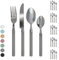 Servizio 24 Pezzi Posate Tavola Acciaio Inox Manici Colorati Tinta Unita Colori Moderni 6x Forchetta Coltello Cucchiaio Cucchiaino Lavabili Lavastoviglie Certificate Contatto Alimenti - Grigio