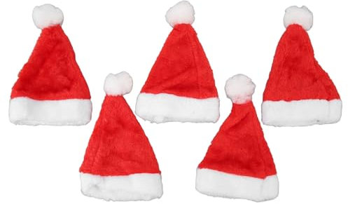 Akozon 5 Stück Haustiermütze, Rotes Plüsch-Elastikband, für Hunde und Katzen, Niedliche Haustier-Nikolausmütze für Feiertagsparty-Kostüme