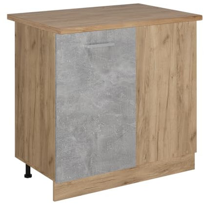 Vicco Eckunterschrank R-Line, Küchen Eckschrank, Beton, 86 cm, AP Eiche