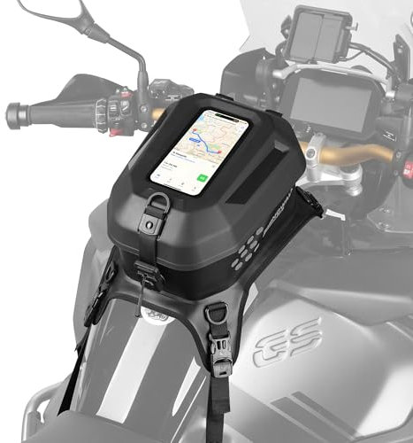Rhinowalk Motorrad Tanktasche mit Touchscreen Wasserdicht 5.6L Tankrucksack MOLLE System Aufbewahrungstasche Motorrad Tasche Handyhalter Tasche mit Transparent Fenster Gepäcktasche Rucksack