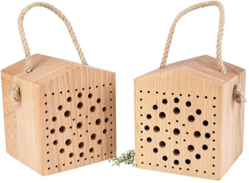 Kleines Nistholz Insektenhotel aus Ahornholz ? Wildbienen Hotel - 12 x 10 x 10 cm