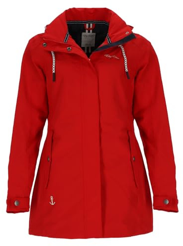 Dry Fashion Damen Funktionsmantel Leer mit abnehmbarer Kapuze - Taillierte Funktionsjacke wasserdicht und winddicht in Rot Größe 50