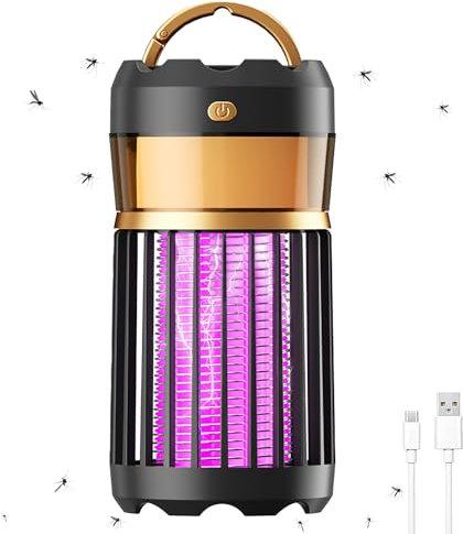 FainFun Lampada Antizanzare Elettrica Ricaricabile, 3 in 1 Lampada Antizanzare, Lampada Antizanzare Ultrasuoni per Casa, Giardino, Campeggio, Ufficio(Nero)