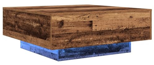 vidaXL Rustikaler Massivholz Altholz Couchtisch mit Distressed Finish und reichlich Stauraum quadratisch für den Wohngebrauch in altem Blau handgemachte Möbel Tische Vintage Minimalistisch