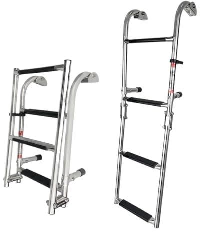 Scaletta pieghevole a 4 gradini per barca, in acciaio inox, lucidata, 2+2 gradini