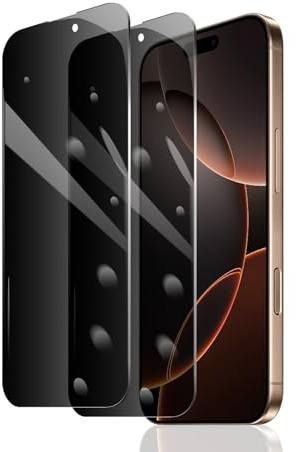 2 Stück Sichtschutz Schutzfolie für iPhone 16 Pro, Anti-Spy Panzer Schutz Glas, Anti-Spionage Panzerfolie, Display Sichtschutzfolie aus gehärtetem Glas, Privacy Schutzglas, Anti- Kratzer, 9H Härte
