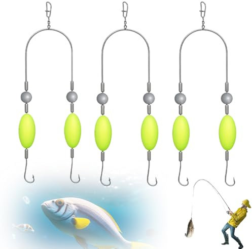 Double-Hook Reverse Bottom Rig, Angel Haken Karpfenangeln Haar-Rigs, Doppelhaken-Rigg für den umgekehrten Boden, Anti-Tangle-Angelhaken, Haken-beständiger Split-Haken, Angeln Köder für Anfänger (3pcs)
