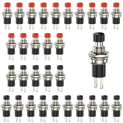 15 Stücke Mini Taster, Momentan Druckschalter 2 Pins 1A 250V ON/OFF Drucktaster für Horn KFZ Auto Armaturenbrett Boot Modelleisenbahn