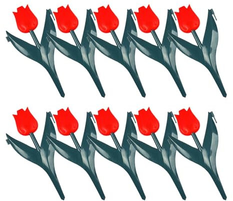 Fzaqwen 10 Stück Rasenkanten, Gartenzaun für die Landschaftsgestaltung im Freien, Rote Blume