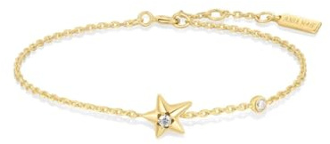 ANIA HAIE Damen Armband MELODIC POET Sparkling Star aus 925 Sterling Silber, Stern-Anhänger mit zwei Zirkonia besetzt, Länge 16,5cm + 2cm Verlängerung, inkl. Geschenkverpackung