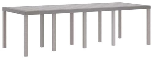 Makastle Ausziehbarer Gartentisch, Rechteckiger Terrassentisch mit Metallrahmen für Balkon, Terrasse, Hinterhof, Wasserdicht, 250x100x73 cm Hellgrau Poly-Rattan