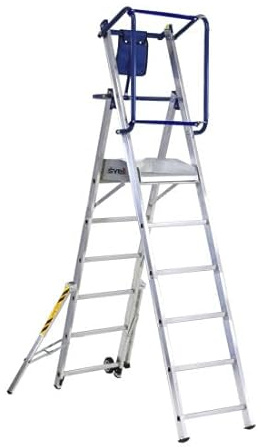 Svelt Scala Professionale a Castello Trasportabile con Piattaforma Antiscivolo e Protezione 360°, Allargatori Richiudibili, Stabilizzatori Telescopici, Rotelle di Trasporto, Certificata (6 Gradini)