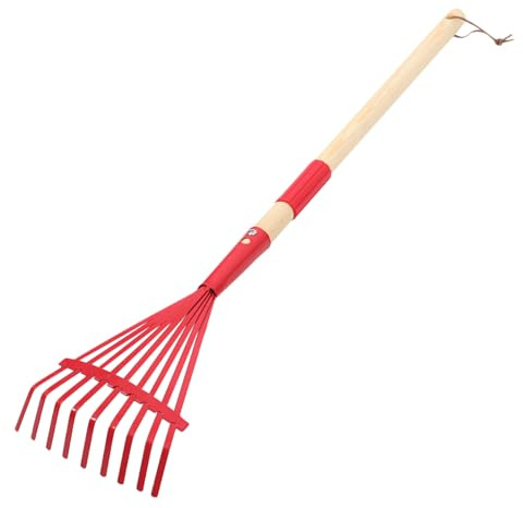 NUOBESTY Rastrello per Manico in Legno Staccabile Leggero e Multifunzione per Giardino e Prato Attrezzo Rosso Ergonomico per Giardinaggio Facile da Usare