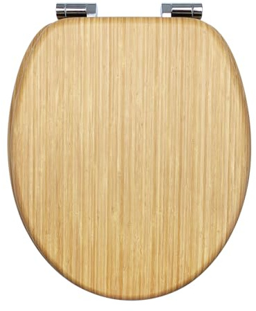 Fanmitrk Abattant de WC avec système d'abaissement automatique, couvercle de toilette, en bois, stable, avec fermeture douce, siège de toilette, en bambou, avec de nombreux motifs de grain de bois