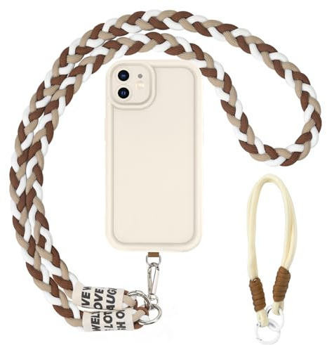 AICISINGN Handyhülle für iPhone 11 Hülle mit Band und Armband, Handykette Schutzhülle mit Schnur Weiß Kordel zum Umhängen TPU Weiche Cover Case für iPhone 11, 08