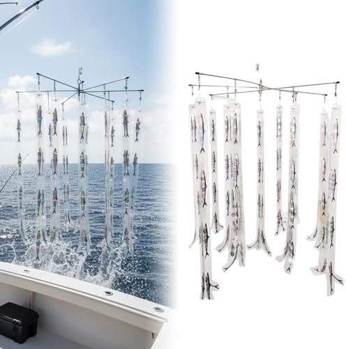 Otbushit Fishing Spreader Bar Stainless Steel 156 Holographic Strips Saltwater Dredge Teaser for Tuna Marlin Offshore Fishing Gear