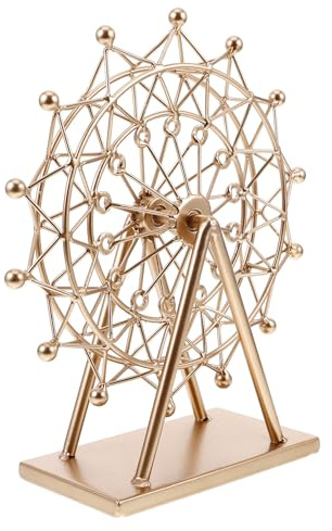 Tofficu Metall Riesenrad Modell Klein Goldfarben Tischdekoration für Wohnzimmer und Büro Antikes Eisernes Riesenrad Ornament Detailreiche Heimdeko