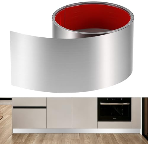 Stainless Steel Door Kick Plate 10cm x 3m, Self Adhesive Protector | Door finger plate for internal doors, kitchen kickboard, cabinets and wall protection with brushed stainless steel finish