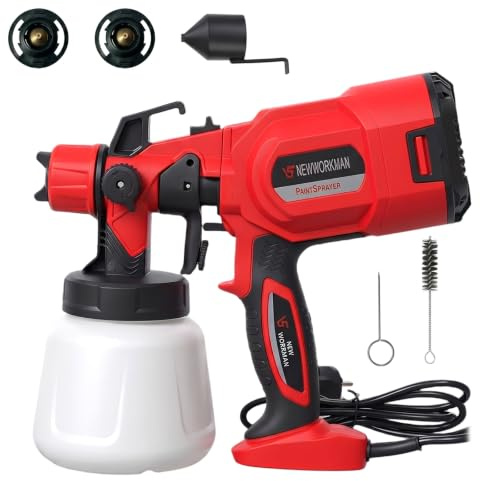 Unipampa Pistola a Spruzzo per Verniciare, 850W Pistola per Verniciare | 32000RPM, Contenitore da 1400ml, 3 Modelli, 3 Ugelli(0.8/1.8/2.5mm), Per Vernici & Pareti & Interni ed Esterni