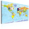 Pinnwand B&D XXL - Weltkarte zum pinnen - Pinnwand & Leinwandbild 120x80 cm 1 Teilig Kunstdruck modern Wandbilder XXL Wanddekoration Design Wand Bild - Landkarte Lernkarte k-A-0094-v-a