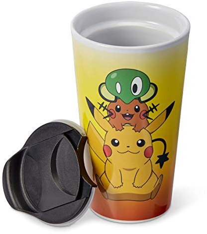 Pokemon XY Series Travel Mug | Pikachu, Dedenne, & Squishy | Holds 16 Ounces