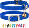 CollarDirect Collier pour Chat en Cuir de Sécurité avec Sangle Elastique, Cloche pour Chaton - Noir, Bleu, Rouge, Orange, Vert Lime (Bleu Marine, 15-18 cm)