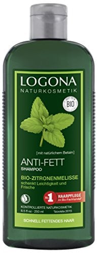 LOGONA Naturkosmetik Anti-Fett Shampoo Bio-Zitronenmelisse, Schenkt Leichtigkeit und Frische, Harmonisiert die Balance auf der Kopfhaut, 250 ml