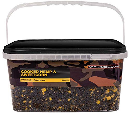 Sonubaits Cooked Hemp Mix 3kg Cooked Hemp & Sweetcorn S0930004 Hanf Angelhanf Partikel Fertigpartikel
