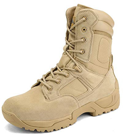 NORTIV 8 Uomo Stivali Militari da Lavoro Tattici da Uomo Escursionismo Pelle Anfibi Stivali da Combattimento,Size 41.5,Sabbia,RESPONSE