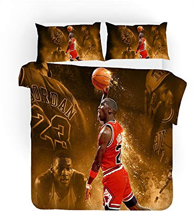 CHAOSE Bettwäscheset Basketball Michael Jordan Bettwäscheset Kinder Einfarbig Mehrfarbig Cartoon Kinder Jungen Und Mädchen (135x200cm 1.2M Bed,Dunk)