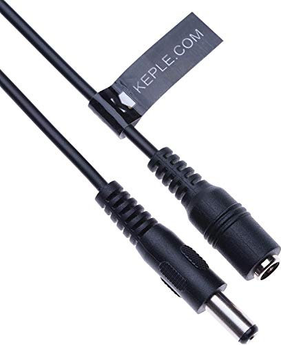 DC-Verlängerungskabel mit 2,1 mm / 5,5 mm Stecker auf Buchse 2m Anschluss CCTV-Netzkabeladapter Kompatibel mit CCTV Security Camera, IP Camera, DVR Standalone, LED Strip, Monitors (Schwarz)