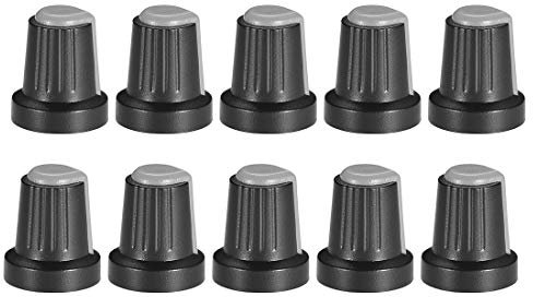 sourcing map 10Pcs 6mm Shaft Hole Knob for Speaker Effect Pedal Amplifier Potentiometer Knob Grey Mark
