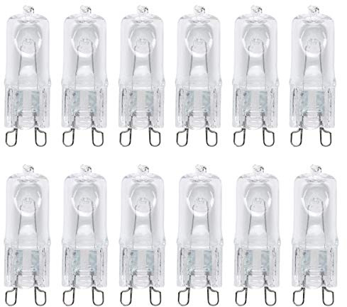 G9 40W Clear Halogen Capsule Bulbs Dimmable,220-240V, Warm White 2700K, 580 Lumen, Up to 3000 Hours Life, 12 Pack, by Fancibuy