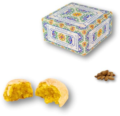 RAREZZE - Paste di mandorla siciliana al MANDARINO, produzione ARTIGIANALE, preparate ALL'ORDINE in monoporzione. Confezione regalo decorata (gr.400). RAREZZE: la pasticceria tradizionale di Sicilia