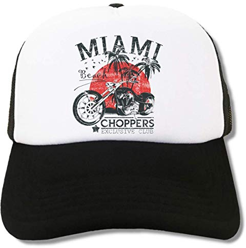Miami Beach Choppers Driving in The Sunset Trucker Cap Baseball Hat Black