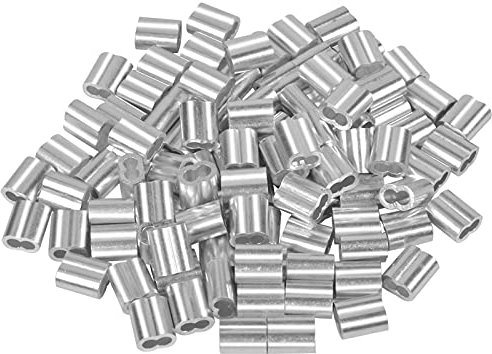100 Stücke Aluminiumhülsen, Aluminium Pressklemmen Alu klemme, Alu-Crimpschlaufe Würgeklemmen mit Doppelhülsen, Drahtseilklemmen Seilklemme für Stahlseil/Drahtseil Kabel, Silberton (4 mm/0.157inch)