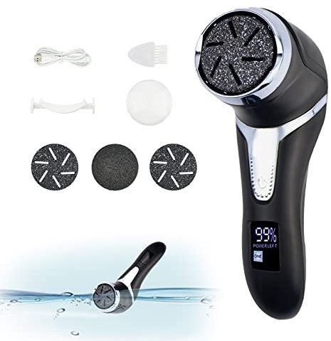 Kikuo Pedicure Elettrico Professionale Piedi, Calli Piedi Rimozione Ricaricabile Lima per Piedi con 2 velocità 3 Teste di Molatura Cura Calli Piedi Elettrici Rimozione,Rimuove Duroni Pelle Secca con