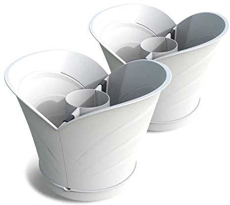 FRANKYSTAR Tulipano - Set di 2 vasi con foro centrale. Vasi da esterno. Colore bianco o grigio. Made in Italy (Bianco)