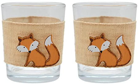 ZauberDeko Teelichtglas Fuchs Orange Tischdeko Kindergeburtstag Herbstdeko 2 Stück
