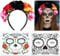 Cerchietto per capelli con rose, 2 Fogli Halloween Tatuaggi di Faccia, Fascia Messicana, Corona di fiori di rosa, Tatuaggi Day Dead Face, per Halloween, Masquerade e Feste