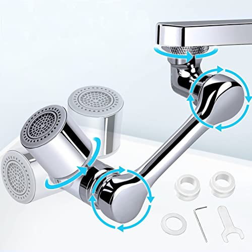 1440°Drehbarer Multifunktionaler Verlängerungshahn,Drehbarer Wasserhahn Aufsatz,Universal-Schwenkhahnverlängerung,Faucet Extender mit Adapter mit 2 Modi Wasserfilter Wasserhahn Aufsatz für Küche & Bad