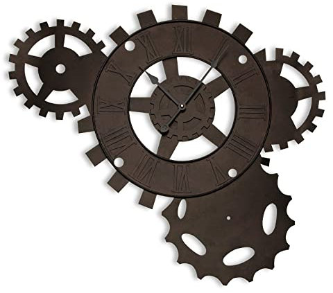 Versa Volga Horloge Murale pour la Cuisine, Le Salon, la Salle à Manger ou la Chambre. Pendule Murale, Dimensions (H x l x L) 71 x 4,3 x 51 cm, Métal et Verre, Couleur: Marron et Noir