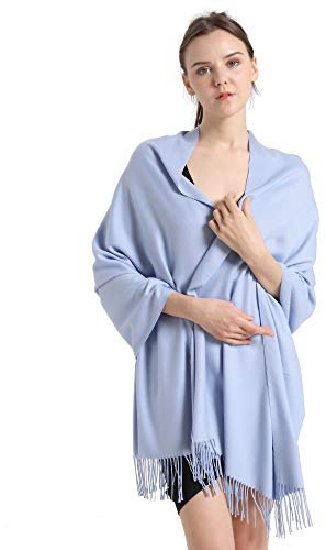 vimate Damen Pashmina Schals und Tücher, Soft Light Blue Kaschmir Pashmina Schals und Tücher (DE-Light Blue)