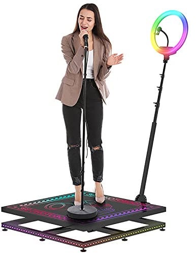 360 Grad Fotoautomaten, 1-6 Personen stehen auf langsamer Bewegung, drehbare verstellbare Kamera, 360 Grad Selfie-Plattform mit Ringlicht, Partys, Spin-Video, 360 Grad für Hochzeit, Party